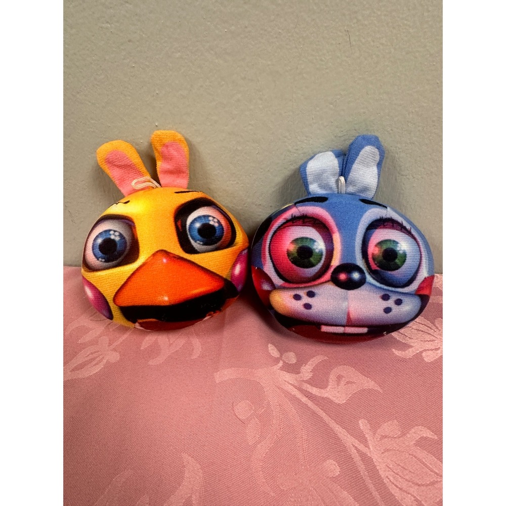 FNAF Five Nights at Freddys Toy Chica and Toy Bonnie Plush Head Set 4 Inch
